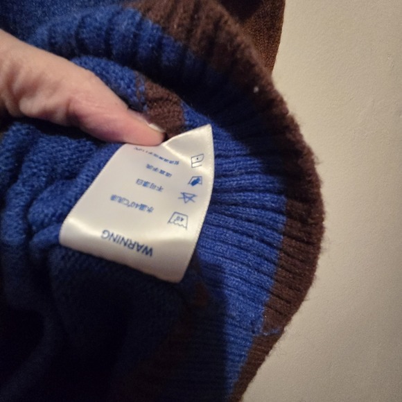 Ins Error Graphic Cardigan Sweater Men's Size MED Blue Brown Last Episode Heavy - Picture 7 of 11